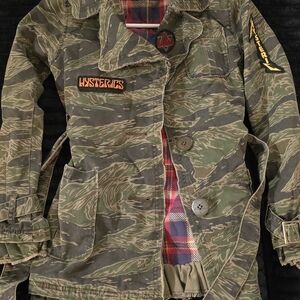 Vintage Hysteric Glamour Childrens Camouflage Military Style Jacket with Patches